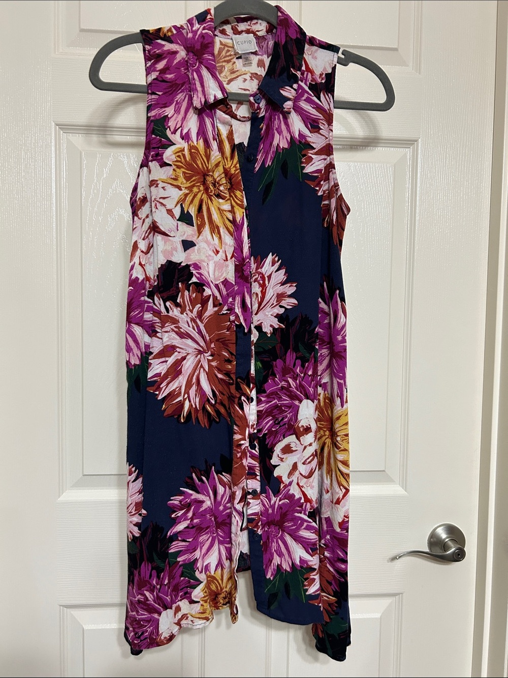 Cupio Navy Summer Floral Tunic with Purple & Gold Super Soft Rayon Tunic Coverup